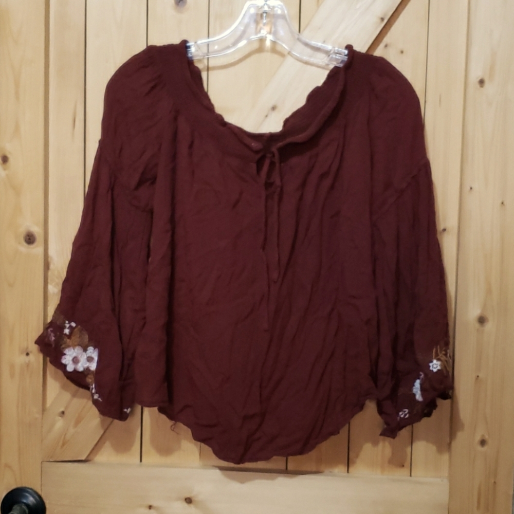 Off-shoulder embroidered blouse